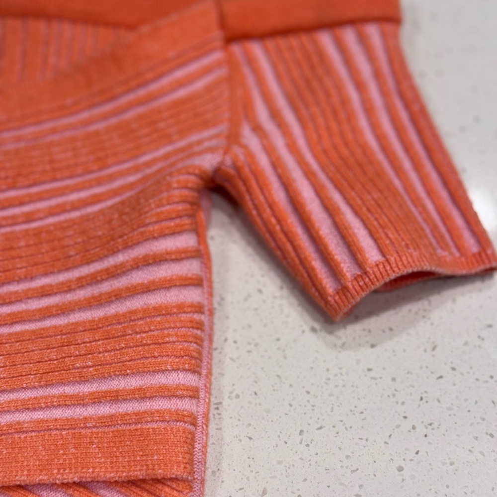 Aerie Reversible Ribbed Cropped Wrap Sweater Top - Orange/Pink - Picture 3 of 7
